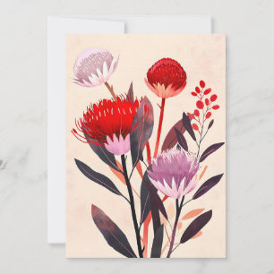 Moderne minimalistische Boho-Blumen Botanik Feiertagskarte