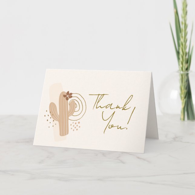 Moderne Minimalistische Boho Desert Cactus Baby Sh Dankeskarte (Vorderseite)