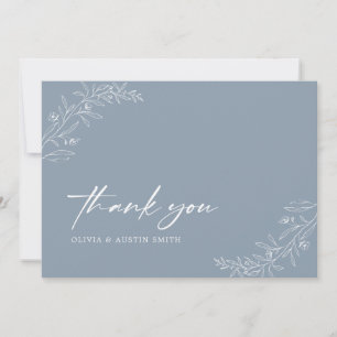 Moderne Minimalistische Boho Dusty Blue Wedding Dankeskarte
