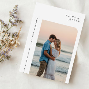 Moderne Minimalistische Boho-Foto-Hochzeit Einladung