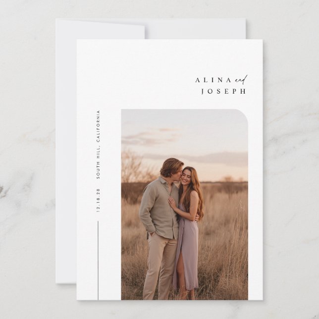 Moderne Minimalistische Boho Foto Wedding Einladung (Vorderseite)