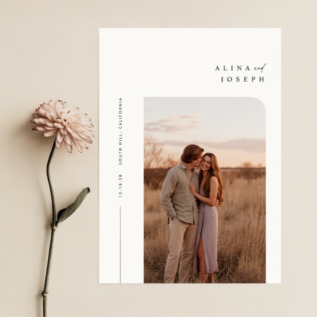 Moderne Minimalistische Boho Foto Wedding Einladung (Von Creator hochgeladen)