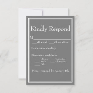 Moderne Minimalistische Boho Gray Meal Choice RSV RSVP Karte