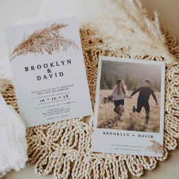 Moderne Minimalistische Boho Pampas Grass Wedding Einladung