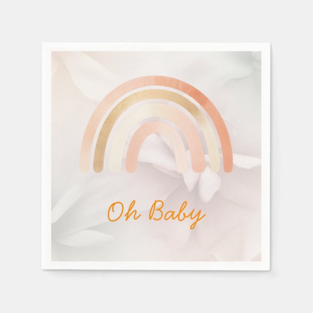Moderne Minimalistische Boho Rainbow Baby Dusche Serviette (Vorderseite)
