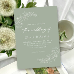 Moderne Minimalistische Boho Sage Green QR Code Ho Einladung