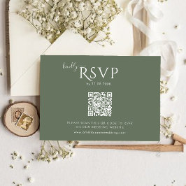 Moderne Minimalistische Boho-Salbei-Hochzeit RSVP Karte