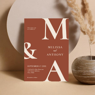 Moderne Minimalistische Boho Terracotta Wedding Einladung