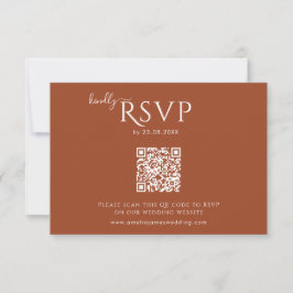 Moderne Minimalistische Boho Terracotta Wedding RSVP Karte