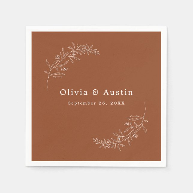 Moderne Minimalistische Boho Terracotta Wedding Serviette (Vorderseite)