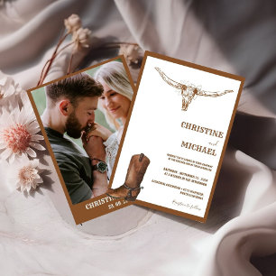Moderne Minimalistische Boho Western Cowboy Weddin Einladung