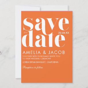 Moderne minimalistische Bold Spaß Bright Orange We Save The Date