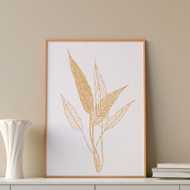 Moderne Minimalistische botanische Blätter Zeichne Poster (Von Creator hochgeladen)