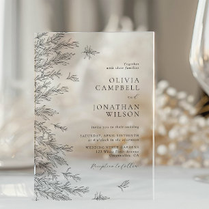 Moderne Minimalistische Botanische Hochzeit Acryleinladungen
