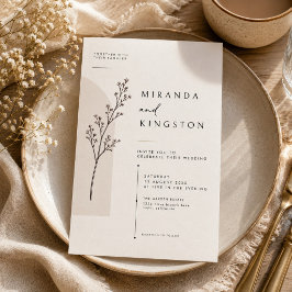 Moderne minimalistische botanische Hochzeitseinlad Einladung