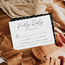 Moderne Minimalistische botanische Schwarze Mahlze RSVP Karte