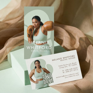 Moderne Minimalistische Boxfitness-Trainer-Foto-QR Visitenkarte