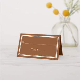 Moderne Minimalistische Braun-Hochzeit Platzkarte