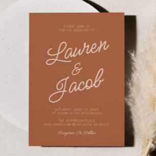 Moderne Minimalistische Braune Boho-Hochzeit Einladung