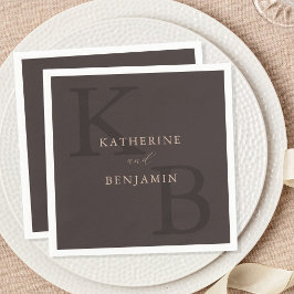 Moderne Minimalistische Braune Monogramm-Hochzeit Serviette
