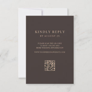 Moderne Minimalistische Braune QR-Code-Hochzeit  RSVP Karte