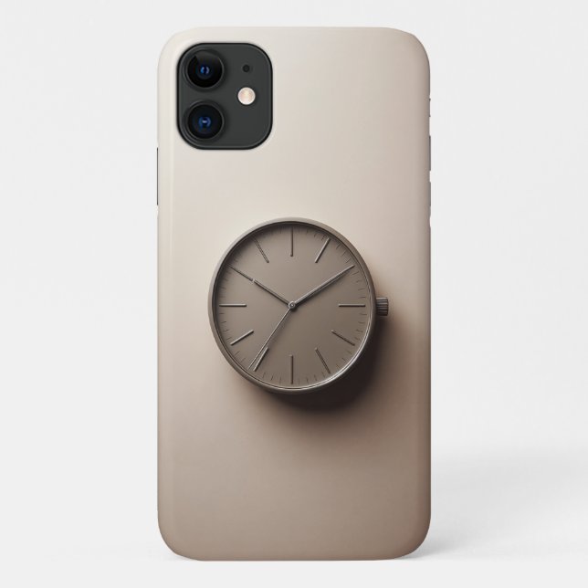 Moderne Minimalistische Braune Uhr - Elegante Ästh Case-Mate iPhone Hülle (Rückseite)