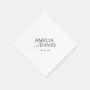 Moderne Minimalistische Braut- und Bräutigamen Serviette