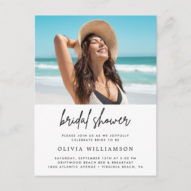 Moderne Minimalistische Brautdusche Einladung Postkarte (Vorderseite)