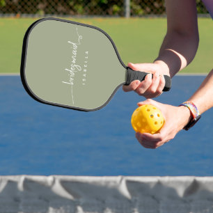 Moderne minimalistische Brautjungfer Schrift Sage Pickleball Schläger