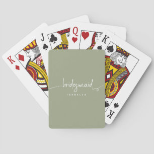 Moderne minimalistische Brautjungfer Schrift Sage  Spielkarten