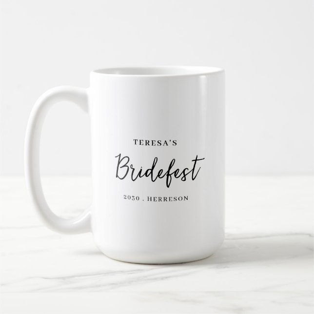 Moderne minimalistische Brautjungfer-Skript-Design Kaffeetasse (Links)