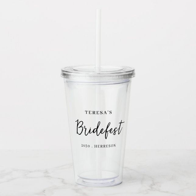 Moderne minimalistische Brautjungfer-Skriptdesign Acryltrinkbecher (Vorderseite)