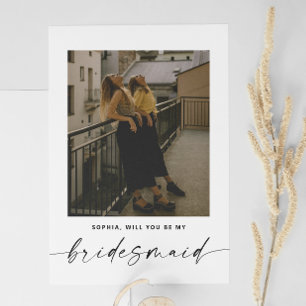 Moderne minimalistische Brautjungfer-Vorschlagsfot Postkarte