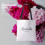 Moderne Minimalistische Bridesmaid Bachelorette To<br><div class="desc">Erstellen Sie Ihre eigene Tasche für Ihre Brautmädchen,  Trauzeugin oder Brautparty. Diese Tasche ist mit einem modernen,  rosafarbenen Konfetti-Spot-Muster ausgestattet und trägt ihren Namen und ihre Rolle in einem eleganten schwarzen Drehbuch. Ideal für Überlebensvorschläge von Brautjungfrauen,  Junggeselinnen-Abschieden oder Überlebensbausatz von Brautmeistern.</div>