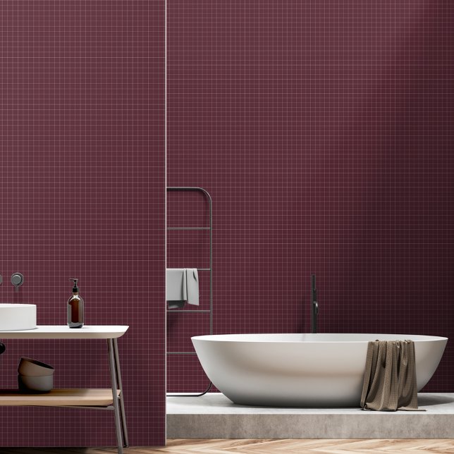 Moderne Minimalistische Burgund-Karo geprüft Desig Tapete (Modern Minimalist Burgundy Checks Checkered Design Wallpaper)
