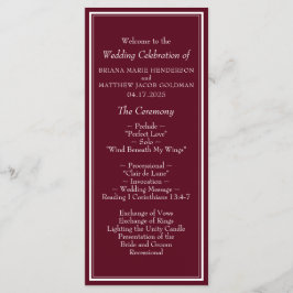 Moderne Minimalistische Burgunder Hochzeit an der Programm