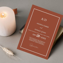 Moderne Minimalistische Burnt Orange Monogram Hoch
