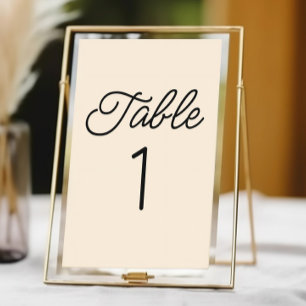 Moderne Minimalistische Champagner-Hochzeit Tischnummer
