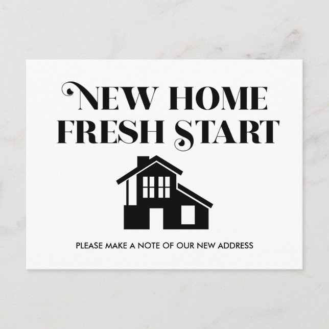 Moderne Minimalistische Change Address Schwarz-wei Postkarte (Vorderseite)