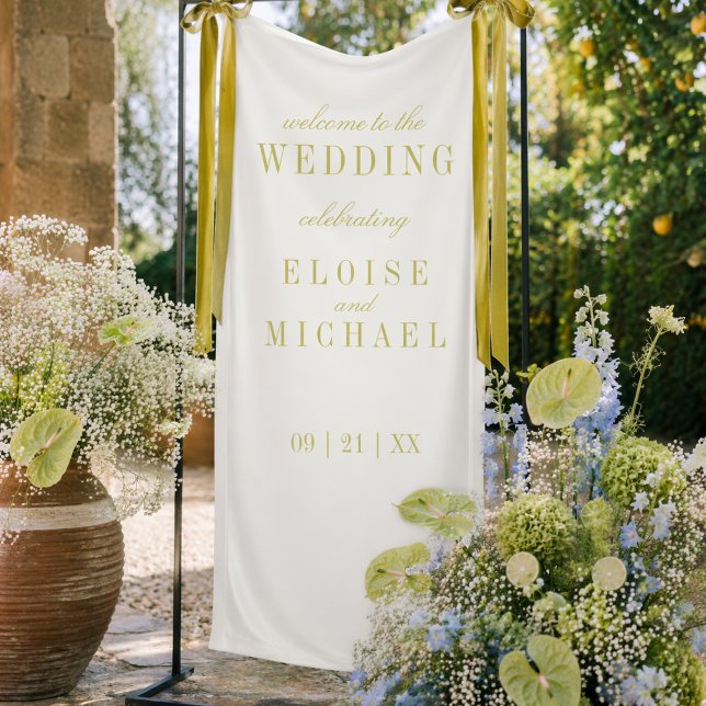 Moderne minimalistische Chartreuse-Hochzeitsbegrüß Banner (Modern Minimalist Chartreuse Wedding Welcome Banner)