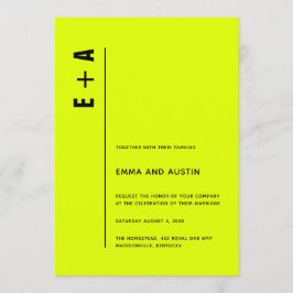 Moderne Minimalistische Chartreuse kühne Initials Einladung