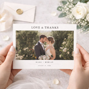 Moderne minimalistische Chic-Foto-Hochzeit Dankeskarte