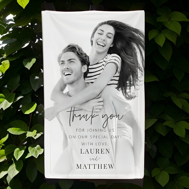 Moderne Minimalistische Chic Hochzeit Vielen Dank Banner (Von Creator hochgeladen)