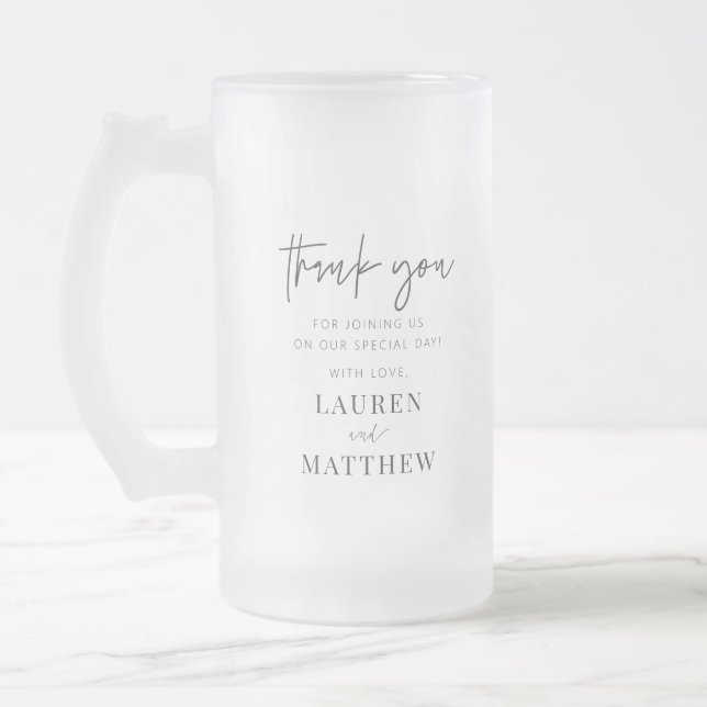 Moderne Minimalistische Chic Hochzeit Vielen Dank Mattglas Bierglas (Links)