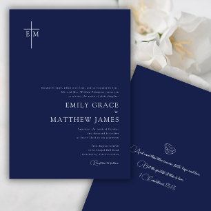 Moderne minimalistische christliche monogrammierte einladung