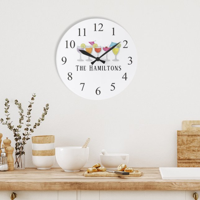 Moderne, Minimalistische Cocktailgetränke Große Wanduhr (Von Creator hochgeladen)