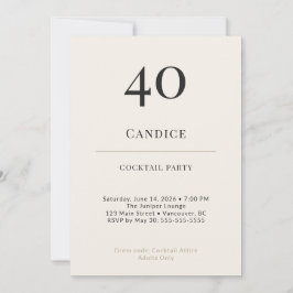 Moderne minimalistische Cocktailparty zum 40. Gebu Einladung