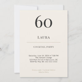 Moderne minimalistische Cocktailparty zum 60. Gebu Einladung