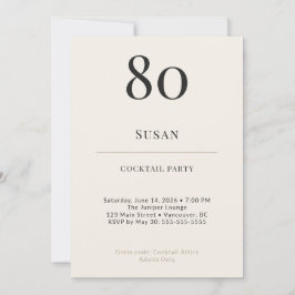 Moderne minimalistische Cocktailparty zum 80. Gebu Einladung