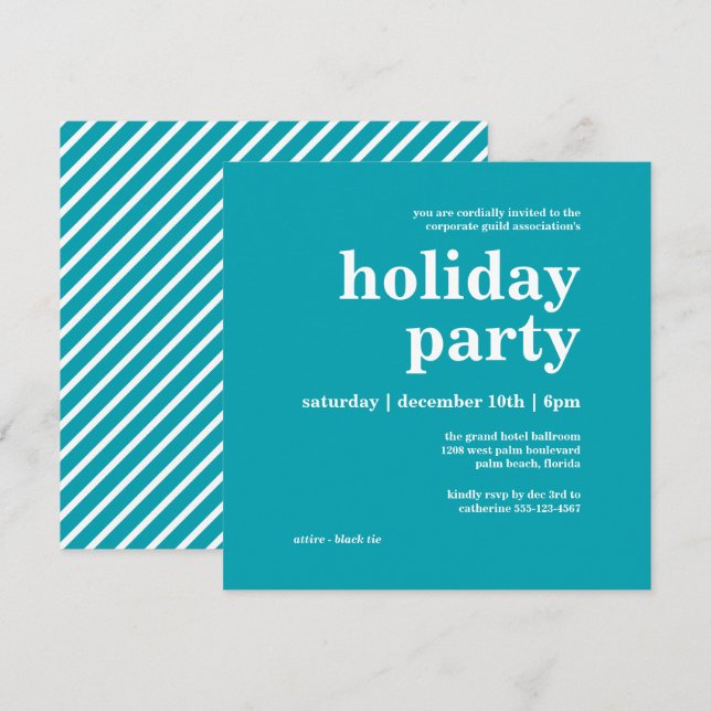 Moderne Minimalistische Corporate Holiday Party Einladung (Vorne/Hinten)